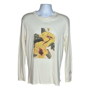 Quiksilver Originals Collection Long Sleeve Shirt Cream with Yellow Floral